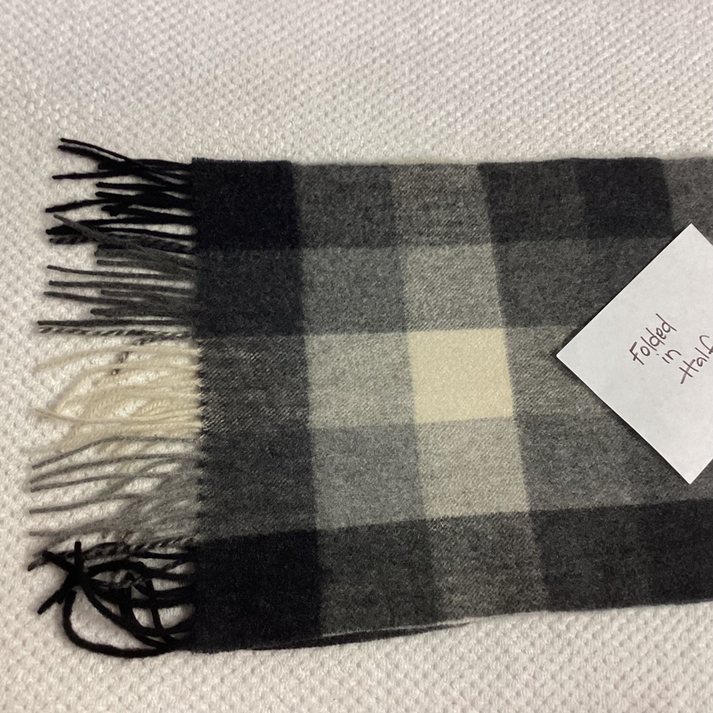 Cashmere Scarf Gray Charcoal Beige Plaid Warm‎ Winter Soft Fringe Shawl Unisex - Picture 8 of 12